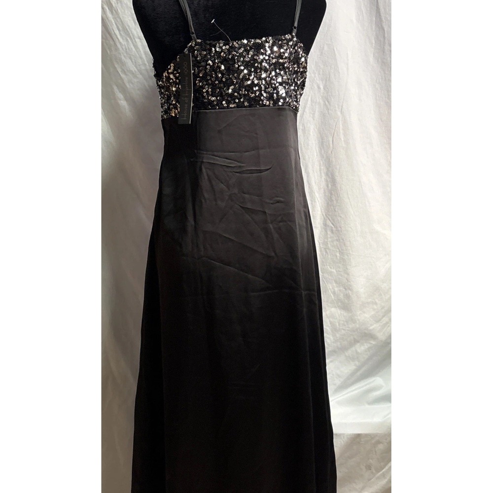 New House of Harlow 1960 Black‎ Satin With Sequins Spagetti Straps Dress Size M - Picture 7 of 16